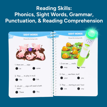 Educational Insights Hot Dots Jr. Let's Master 1st Grade Reading Set - 1st Grade Workbooks with Interactive Pen, Homeschool Learning Activities, Learn to Read Activity Books for Kids Ages 6+