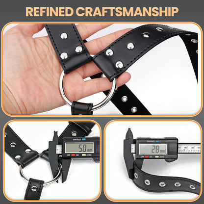 Men's PU Leather Chest Harness Belt, Adjustable Body Harness Belt for Men, Male Punk Chest Shoulder Harness for Party and Cosplay X024
