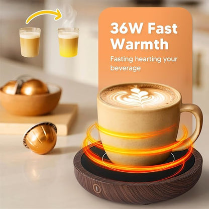 Coffee Mug Warmer, 36W Fastest Heating Temperature, KRGMNHR Coffee Cup Warmer for Desk Auto Shut Off with 3-Temp Settings, Candle Wax Warmer Heating Plate for Coffee, Milk, Tea