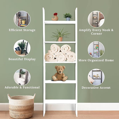 BARNWOODUSA Throw Blanket Ladder – Fully Assembled Reclaimed Wood – Rustic Decorative Ladder for Towels, Quilts, & More – Perfect Farmhouse Decor for Bathroom, Porch, or Living Room,5ft18.