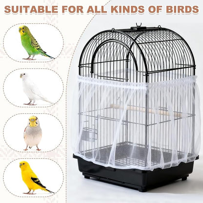 Bird Cage Seed Catcher, Bird Cage Net Cover Seeds Guard, Universal Birdcage Accessories, Blue, Circumference 55.1"-70.9", Height 11.8" for Parrot Cockatiel Enclosures