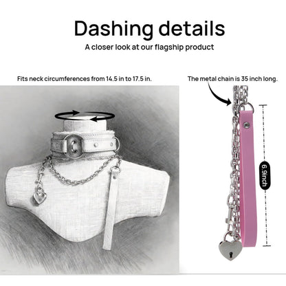 Kiheony Punk gothic Leather choker collar for women, collar with Heart Lock Adjustable Gothic choker (Heart Lock, Pink)