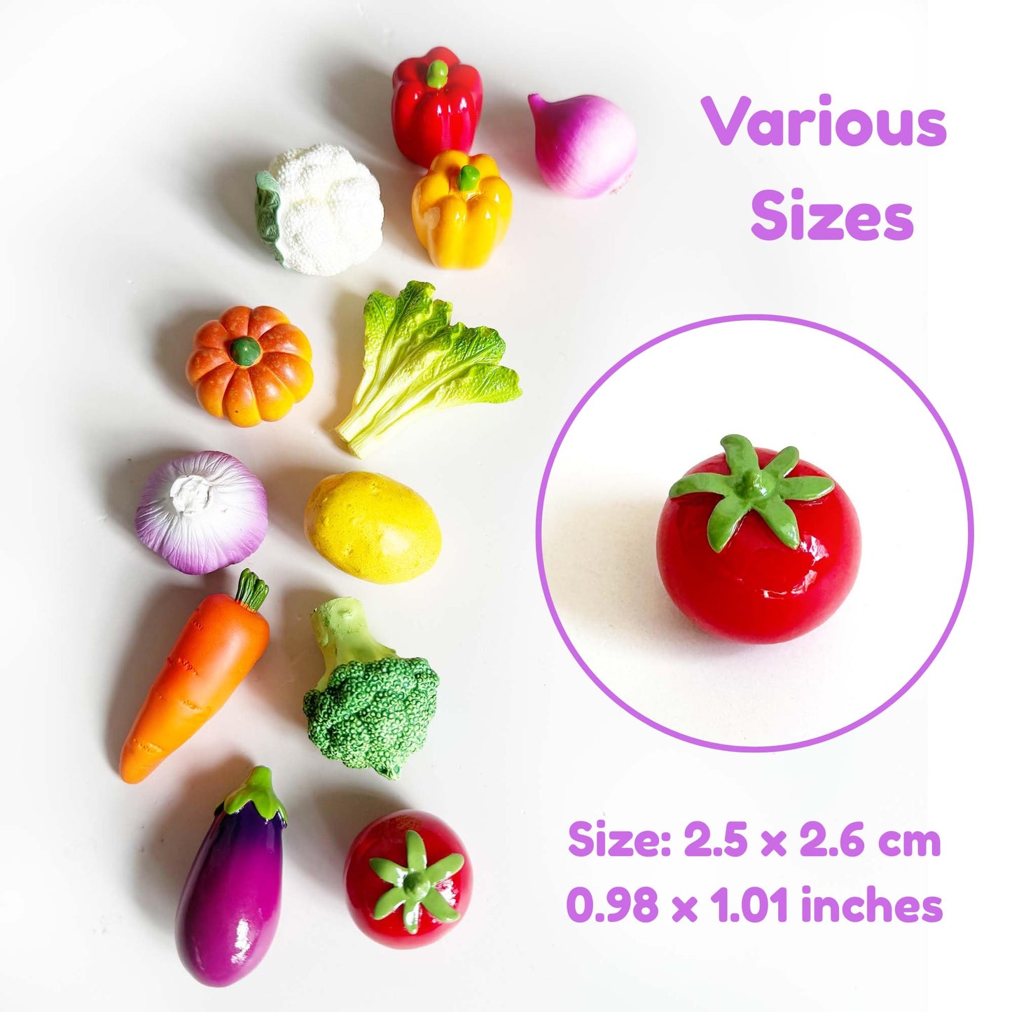Veggie Garden 3D Realistic Refrigerator Magnets Set - 12 Pack Strong Magnetic Decor for Kitchen, Office Whiteboard & Bulletin Board - Cute Vegetable Shaped Magnets for Notes & Photos