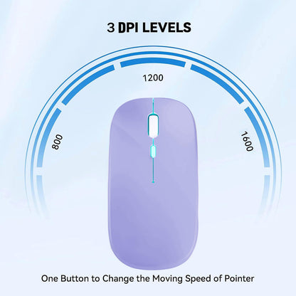 Wireless Bluetooth Mouse Rechargeable Laptop Mice with LED Lights Silent Slim Use(BT5.2 and 2.4G Portable USB Receiver)Dual Mode Computer Mouse for Laptop/iPad/Tablet/Apple/Computer/Mac(Black)