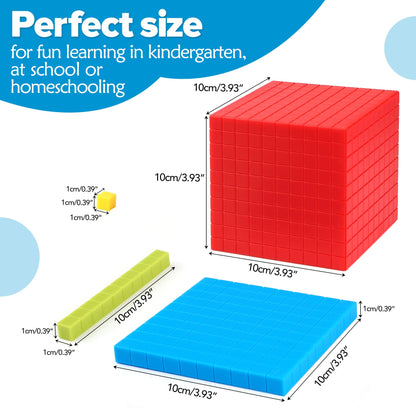 Torlam 131 PCS Base Ten Blocks - Place Value Blocks, Plastic Base 10 Math Manipulatives for 1st Grade, Addition and Subtraction Games Math Counters and Cubes for Kids
