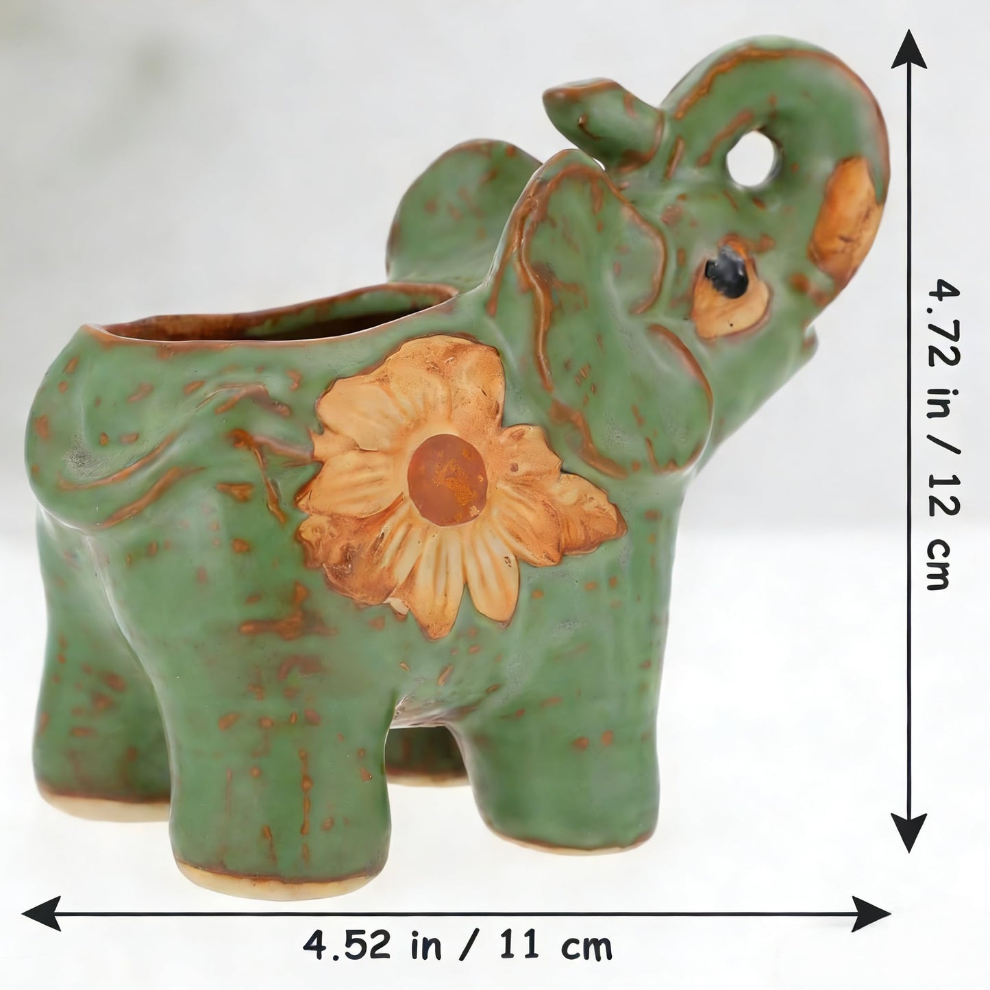 TUESMEILL Ceramic Elephant Pot with Drainage, Animal Plant Pots Cute Succulent Plant Pot for Home Decor and Office Desk Decoration