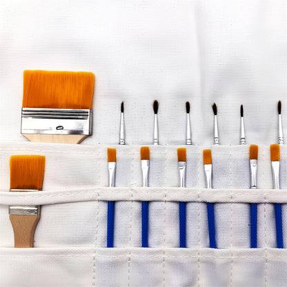 Funny live Paint Brush Holder Art Supplies, Artist Brush Holder & Storage Organizer Roll-Up Case Bag, Protect Acrylic Oil Watercolor Paintbrushes (White 22 Slot Pockets)