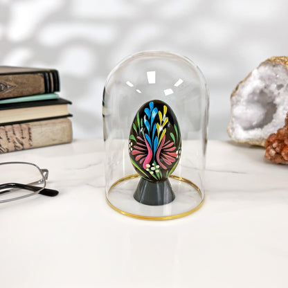 Plymor 3" x 4" Glass Display Dome Cloche with Gold Rim (no Base)
