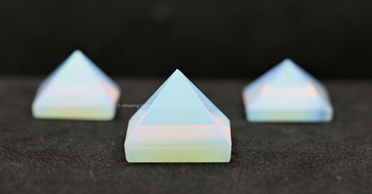 Amazing Gemstone Opalite Pyramid Crystal Healing Stones - 1" Great Pyramid Figurine of Natural Stone Pyramid for Meditation, Reiki, Chakra Balancing and Crystal Pyramids Grid