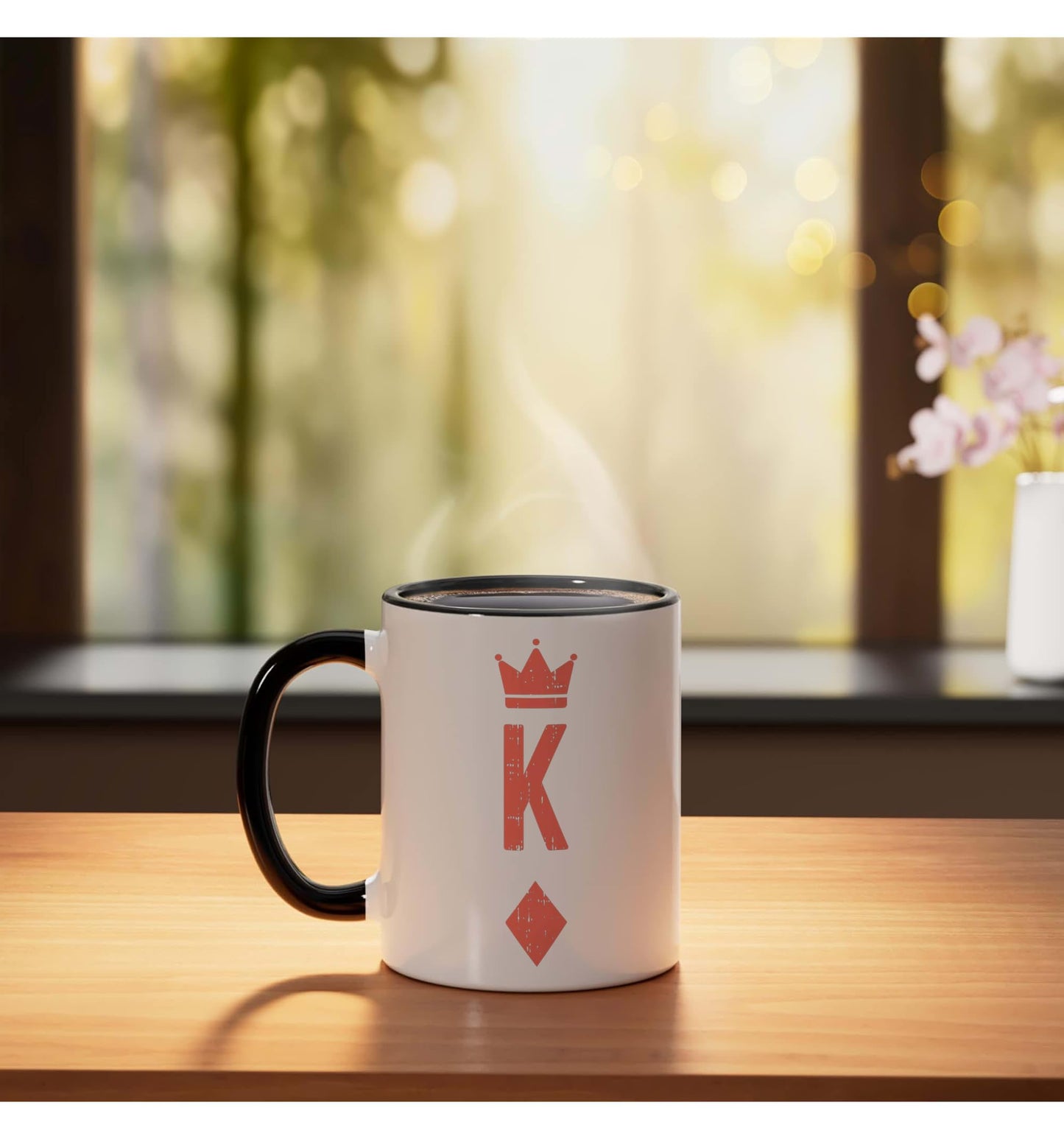 King Of Diamonds Card Matching Halloween Costume For Couples Ceramic Mug, Black/White