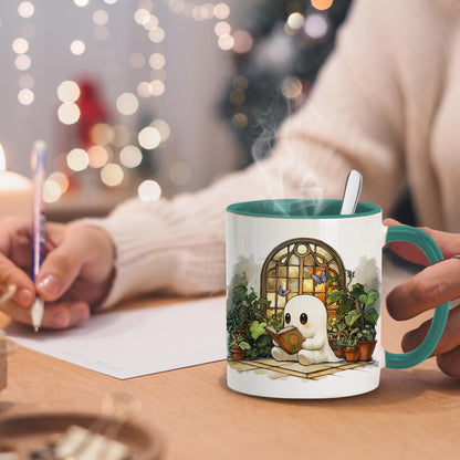 Hyturtle Cute Ghost Reading Mug Gifts for Readers on Birthday, Halloween