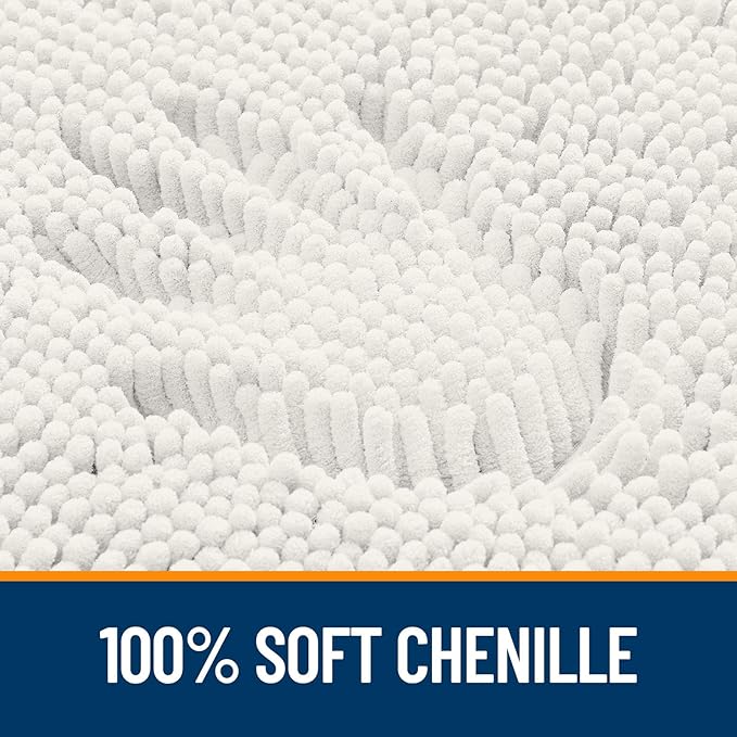 OLANLY Large Bathroom Rugs 50x30, Extra Soft Absorbent Chenille Bath Rugs, Rubber Backing Quick Dry, Machine Washable Bath Mats for Bathroom Floor, Tub and Shower, Home Decor Accessories, Ivory