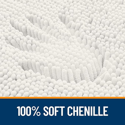 OLANLY Small Bathroom Rugs 24x16, Extra Soft Absorbent Chenille Bath Rugs, Rubber Backing Quick Dry, Machine Washable Bath Mats for Bathroom Floor, Tub and Shower, Home Decor Accessories, Ivory