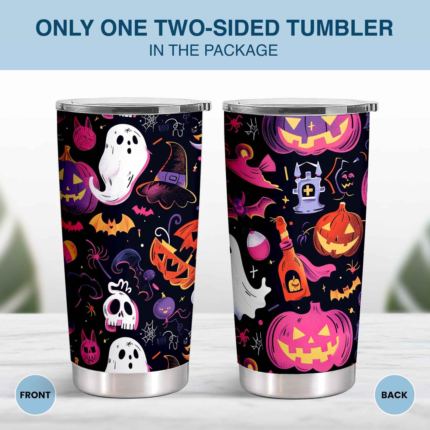 OHWIPI Christmas Tumbler 20oz, Men or Women Christmas Gifts, Halloween Gifts for Kids or Adults, Ghost Cups with Lid for Birthday Valentine or Holiday, Spooky Cups for Family Friends or Loved Ones