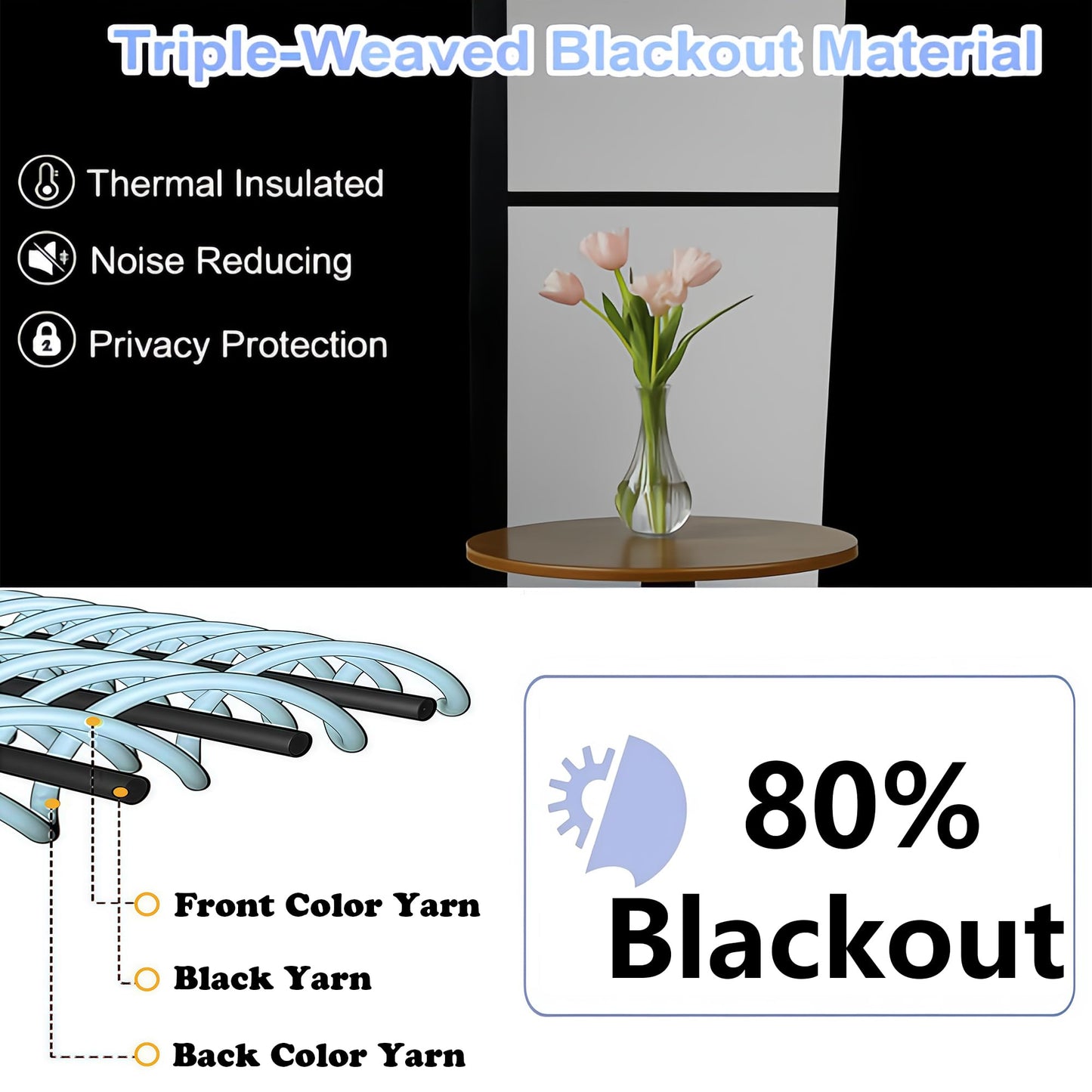 Simplebrand Halloween Black Out Curtains for Bedroom 72 Inches Long 2 Panels Set, Solid Thermal Insulated Privacy Room Darkening Window Curtains for Living Room, Soft Blackout Drapes, W50 x L72 Inch