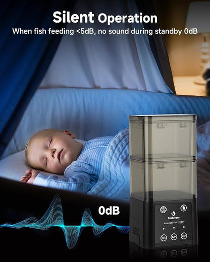 fishkeeper Automatic Fish Feeder for Aquarium - 520ML Large Capacity Adjustable Fish Feeder Automatic Dispenser with Timer for Vacation, Weekend or Daily Use, Three Fixed Methods
