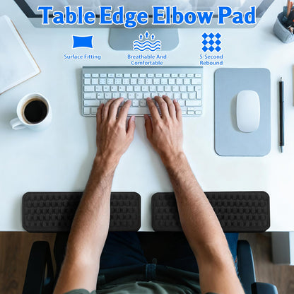 Arm Rest for Desk, L-Shaped Memory Foam Elbow Pads with Non-Slip Base, 2-Piece Ergonomic Desk Edge Cushion & Wrist Rest for Mouse & Keyboard, Desk Arm Support for Office, Gaming & Home