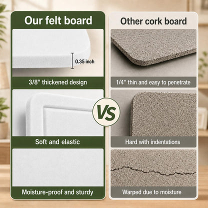 Felt Bulletin Board for Wall 24" x 18" Unfolded Size, Small Frameless Felt Pin Board, Soft Cork Board Alternative for Office, Home Planning, Notes, Photos & Wall Decor, Foldable Shipping, Easy Install