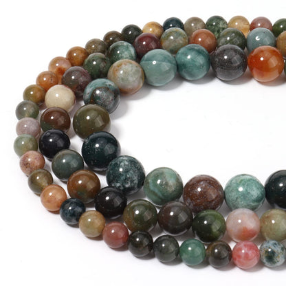 60pcs 6mm Natural Stone Beads Indian Agate Beads Energy Crystal Healing Power Gemstone for Jewelry Making, DIY Bracelet Necklace