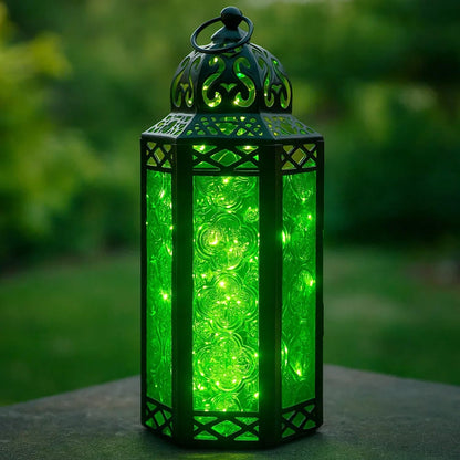 Vela Lanterns Decorative Indoor Fairy Light Candle Holder, Green, M