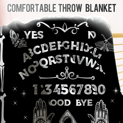 Levens Ouija Board Blanket Gothic Witch Gifts for Halloween Christmas, 50"x60" Horror Spooky Sun Moon Skeleton Skull Witch Tarot Throw Blanket for Women Kids Goth Birthday Gifts for Fortune Tellers