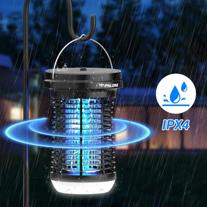 PALONE Solar Bug Zapper Outdoor, Detachable Solar Mosquito Zapper, Insect Zapper Indoor with LED Light, 4500V Fly Zapper 4 in 1 Electric Bug Zapper for Outdoor Camping Patio Garden Mosquito Killer