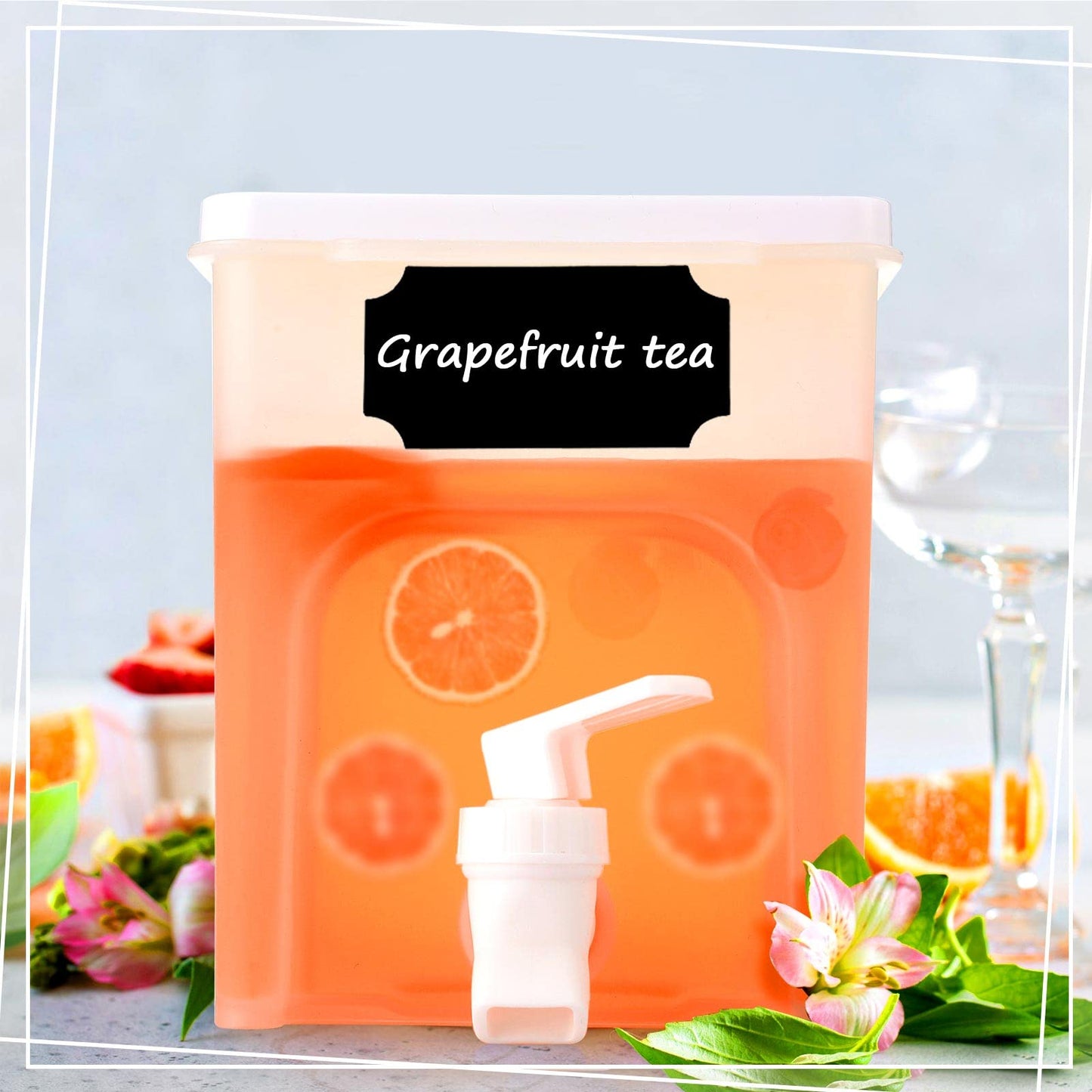 Lallisa 3 Pcs Plastic Drink Water Dispenser for Fridge 1 Gallon Beverage Dispenser with Spigot Water Kettle with Faucet Water Container Dispensing Pitcher with Marker Sticker for Juice Summer Party