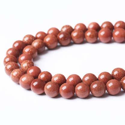 32PCS 12MM Natural Gold Sand Stone Beads Energy Healing Beads for DIY Jewelry Bracelet Necklace Making for Jewelry Making15Inch