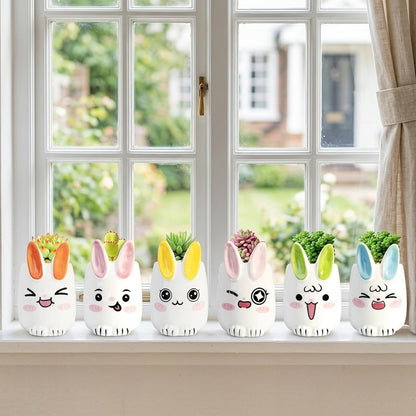 6 Pcs Cartoon Animal Succulent Pots with Drainage - 2.8 Inch Cute Ceramic Mini Planters for Small Plants, Cactus, Air Plants - Decorative Animal Flower Pots for Indoor Desk, Home Decor