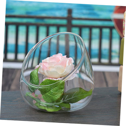 ULDIGI Ecological Glass Bottle Micro Landscape Terrarium Vase 3pcs Set Slant Cut Glass Bottle Decoration for Desk Home Office Plant Display