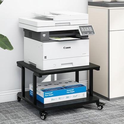 Natwind 2 Tier Laser Printer Stand,24''x20''x15'' Large Printer Table Copier Stand Under Desk,Heavy Duty Rolling Cart with Paper Storage Shelf,Printer Holder on Wheels for Home Office (Black)