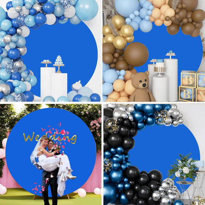 GUANSEN 6.5FT Royal Blue Round Wedding Backdrop Cover,Circle Balloon Arch Backgound Stand Cover for Birthday Party Baby Shower Halloween Decoration (Royal Blue)