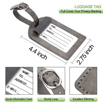 Passport Holder With Luggage Tag Cover Wallet RFID Blocking Leather Case Travel Essentials Accessories Travel Must Have(114#Grey)