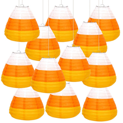 DECYOOL 12PCS Halloween Paper Lanterns, 3D Candy Corn Hanging Ornaments