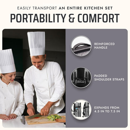 Asaya Chef Knife Backpack with 20-Pocket Knife Roll Bag - Over 30 Storage Pockets Chef Bag, Professional Backpack for Chefs and Culinary Students – Knives Not Included (Grey)
