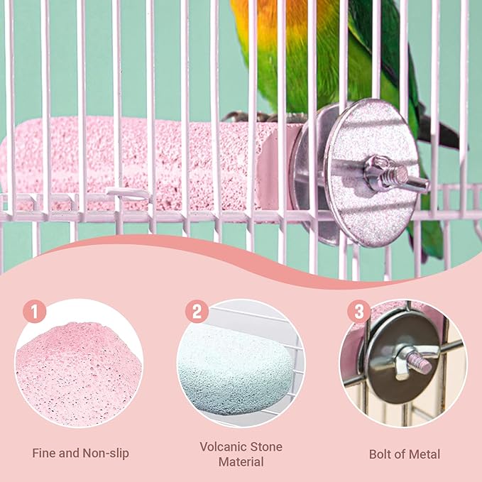 4PCS Bird Beak Grinding Stone,Bird Parrot Cage Perch Stand Platform Foot Claws Trimmer Chewing Toys,Washable Cage Furniture for Small Medium Bird,Budgies, Parakeets, Cockatiels, Conures(Pumice)