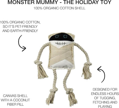 Pet Passion Multipack Stuffed Dog Toys Durable Cotton Canvas with Coconut Fill for All Pet Breeds, Monster Mummy, One Size