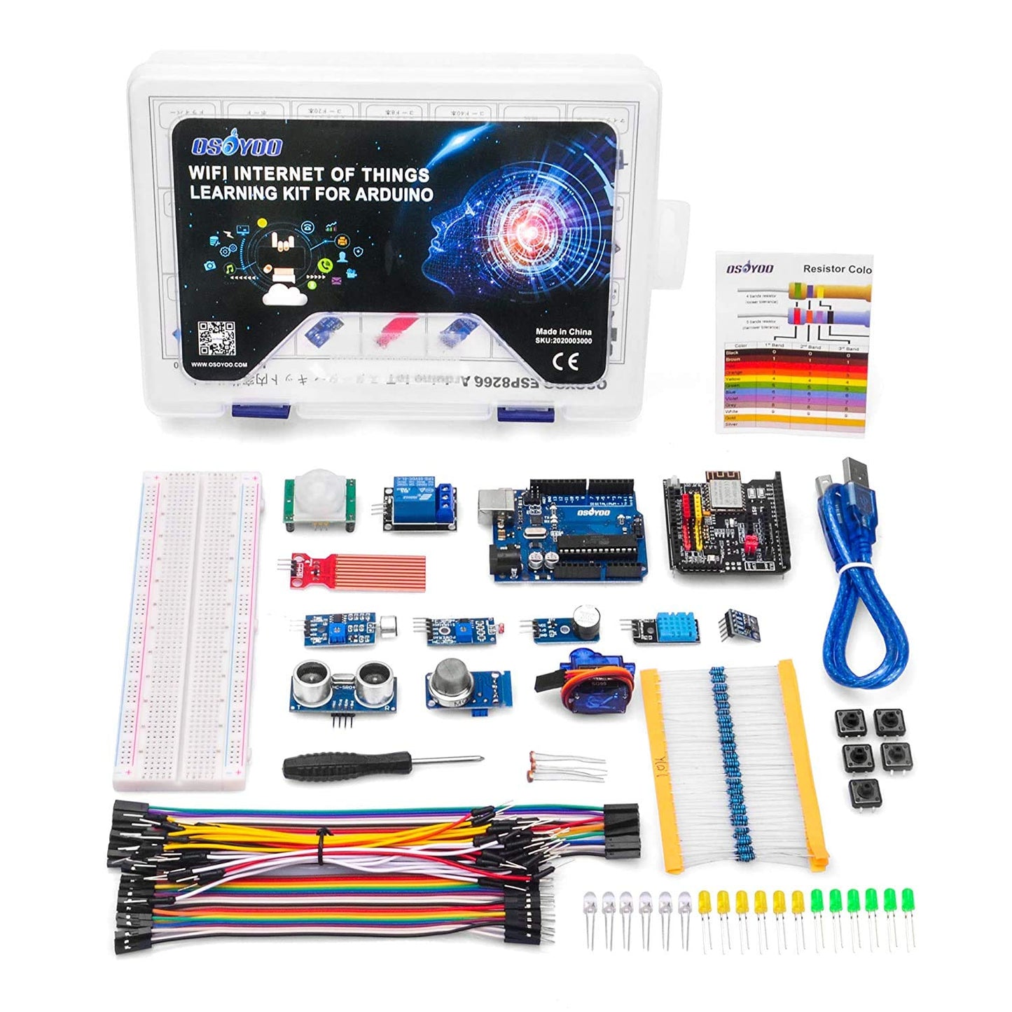 OSOYOO WiFi Internet of Things Learning Kit for Arduino | Include ESP8266 WiFi Shiled | Smart IOT Mechanical DIY Coding for Teens Adults Programming Learning How to Code