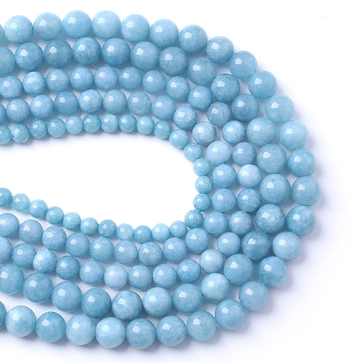 120PCS 6MM Blue Aquamarine Jade Loose Beads for Jewelry Making DIY Bracelet 2 Strands