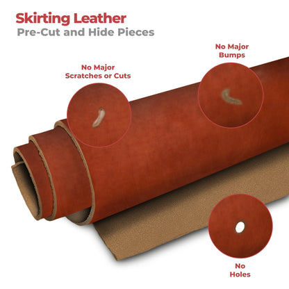 ELW 8-10 oz (3-4 mm) Skirting Veg Tan Leather | Chestnut 1-2 SQFT| Thick Cowhide Tooling Leather Sheet for Belts, Saddle, Holster, Sheaths, Bulk Real Leather Pieces, Crafts, Remnants, Scraps USA