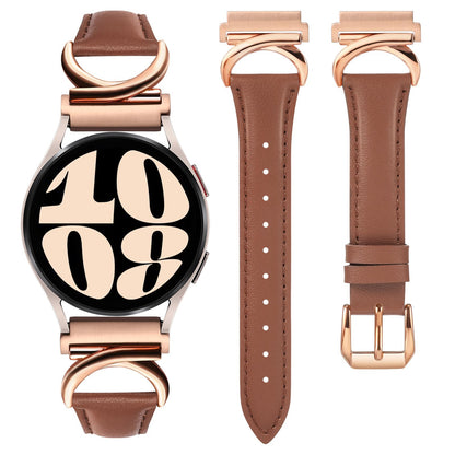 Minyee Leather Bands Compatible with Samsung Galaxy Watch 7/6/5/4/FE/Active 2 40mm 44mm/Watch 6 Classic 43mm 47mm/Watch 5 Pro 45mm Band, 20mm Slim Dressy Leather Strap with C-Shape Metal Buckle Women