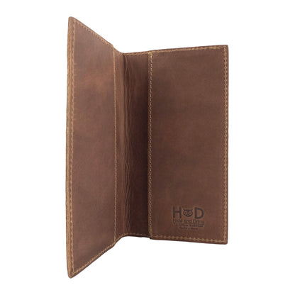 Hide & Drink, Checkbook Cover, Minimalist Organizer for Personal or Business Finances, Bill Holder, Full Grain Leather, Handmade, Single Malt Mahogany