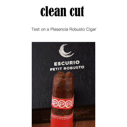CIGARISM V-Cut Cigar Cutter Stainless Steel Blade, Up to 60+ Ring Gauge in Leather Gift Case (Black)