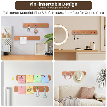 8-PCS 13"×2" Felt Bulletin Board Strips with Thumbtacks, Self-Adhesive Felt Strips, Suitable for Office, Classroom, and Home Decoration, Can Be Used to Stick Notes, Photos, and Memos(Brown)