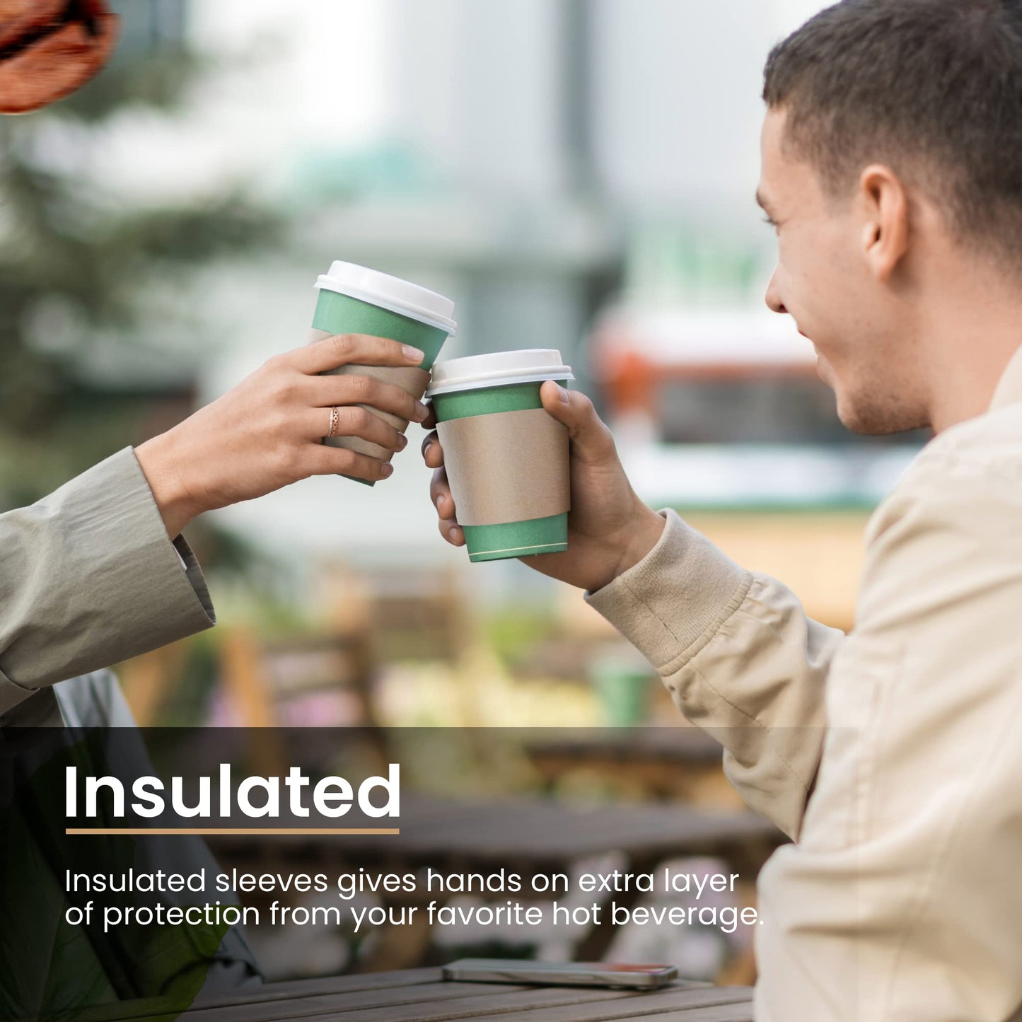 Homelance Coffee Sleeves 500 Pcs – Corrugated Brown Kraft Paper Cups Sleeves Fit 12oz, 16oz, 20oz, 22oz & 24oz Cups – Recyclable & Disposable – Perfect for Hot Drinks in Cafes & Offices (PACK OF 500)