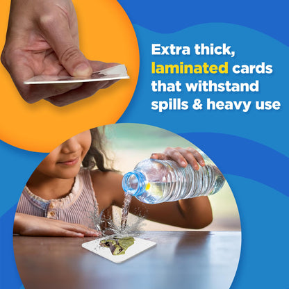 ThinkPsych 450 Thick Picture Cards for Autism Speech Therapy Materials - Flash Cards for Toddlers - Animals, Body Parts, Emotions, Food, Vegetables - ABA Therapy and Tacting Cards