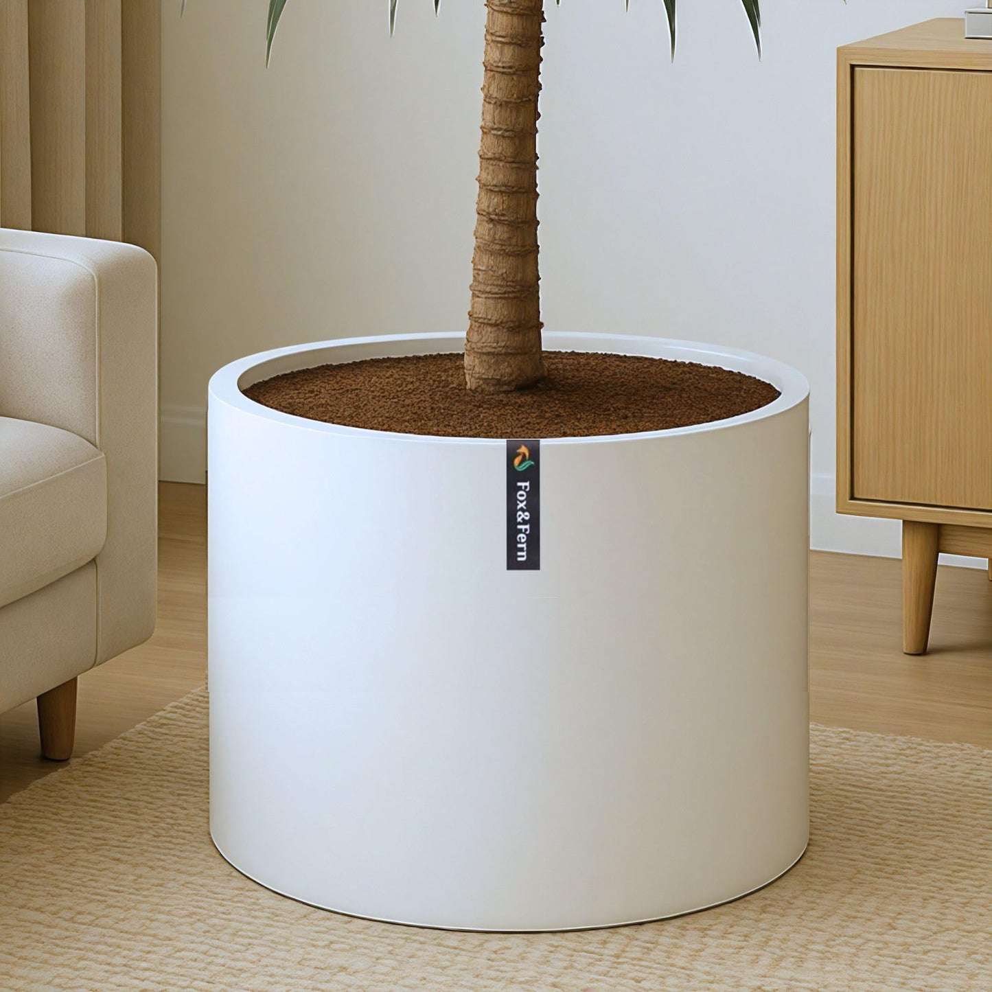 Fox & Fern Plant Pot, Large Plant Pots for Indoor & Outdoor, UV & Frost Resistant Plant Vase with Drainage Plug, Fiberstone, Large Indoor Pots for Plants & Flowers, House Indoor Plant Pot, Single Pot