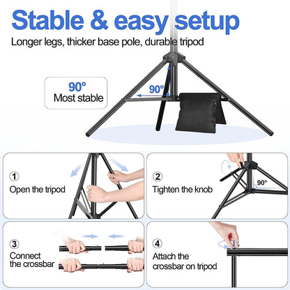 EMART Backdrop Stand, 20x7ft(WxH) Large Adjustable Background Support System with 308° Angle Rotatable Connector, 8 Clamps, 3 Sandbags and Carry Bag for Parties, Wedding, Photography Studio