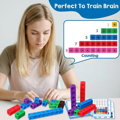 Libima 318 Pcs Math Counting Cubes Linking Counting Blocks with Stem Cards Building Block Linking Cube Connecting Manipulatives Preschool Math Counter Games Back to School Supplies