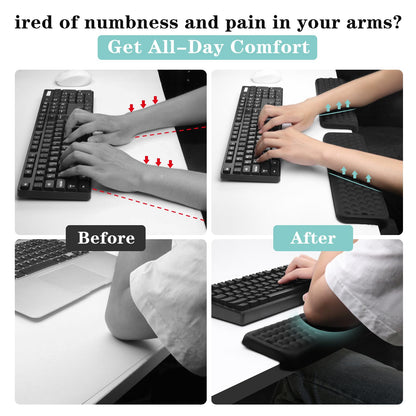 L-Shaped Desk Elbow Pad for Desk, 2-Piece Memory Foam Elbow Pads with Non-Slip, Ergonomic Desk Edge Cushion, Wrist Support Arm Rest for Office and Gaming (11.8 * 3.9 inch)